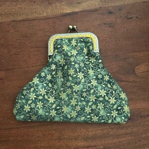 Elegant Green Floral Clutch